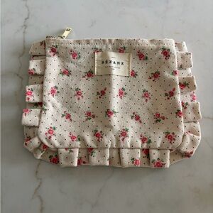 Sézane Floral Ruffled Cosmetic Bag